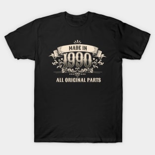 Retro Vintage Birthday Made In 1990 All Original Parts T-Shirt